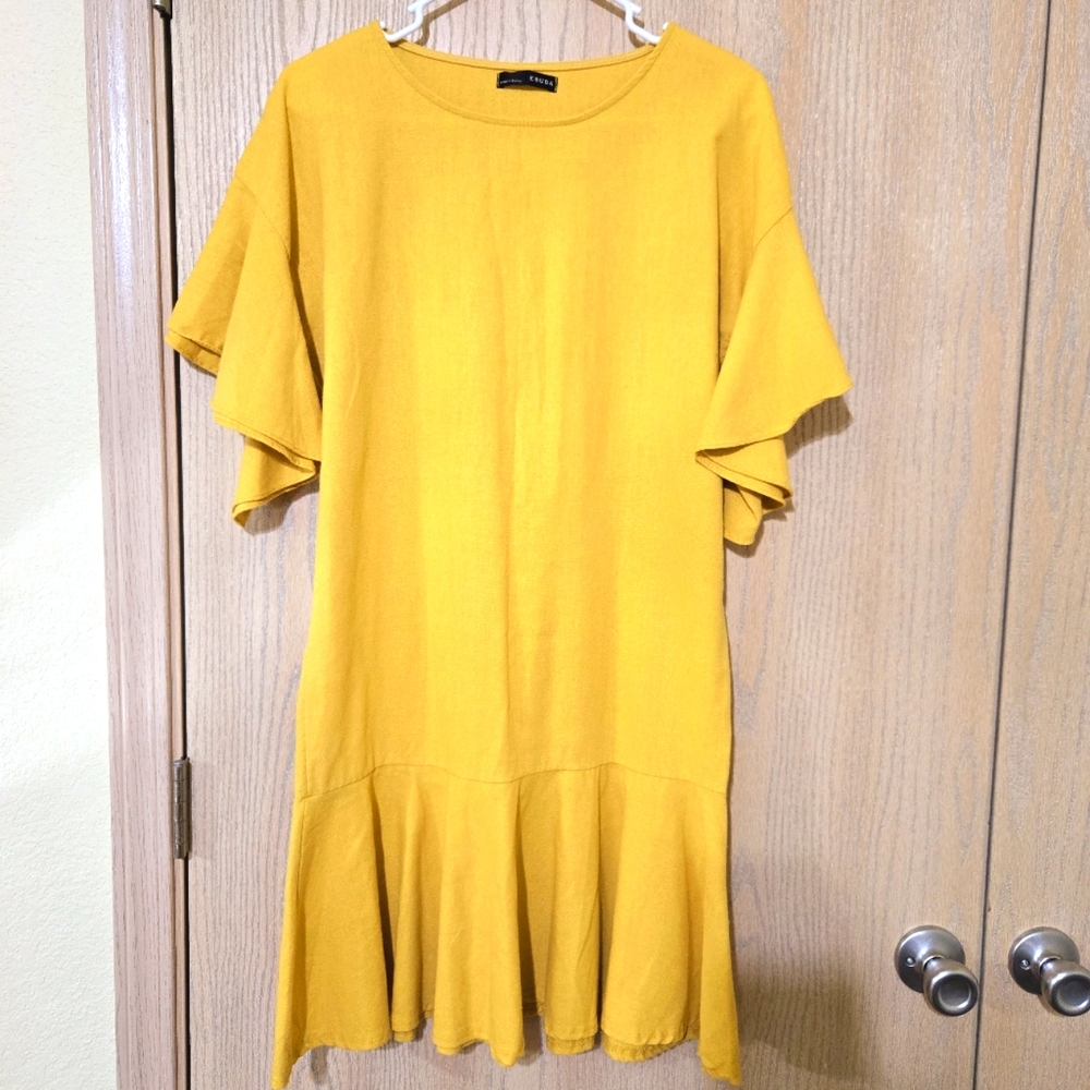 Linen yellow dress. Like new